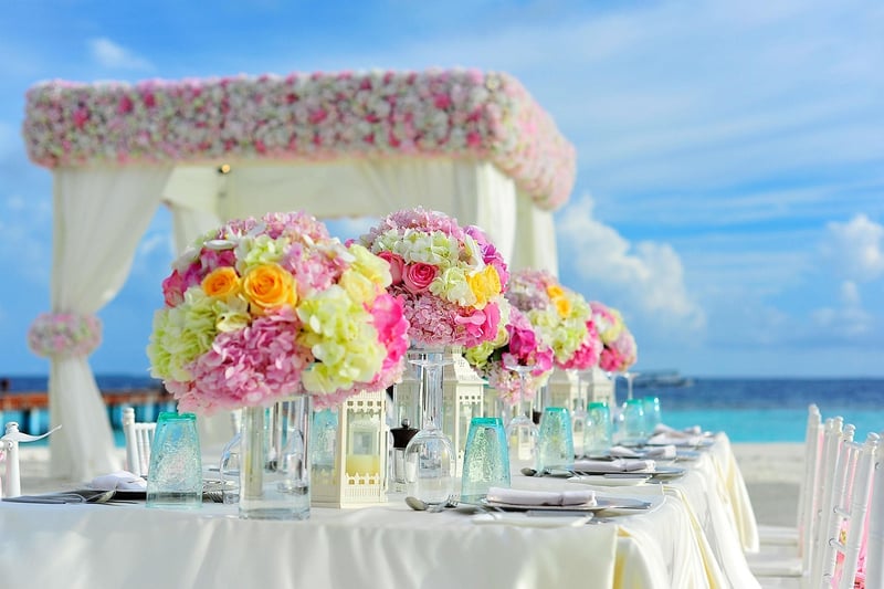 Tropical wedding setup on beach